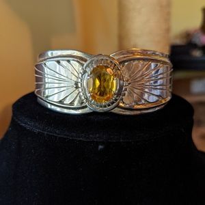 Sterling Vintage Citrine Cuff